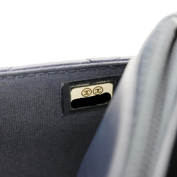 CHANEL Boy Quilted Calfskin Leather Wallet On Chain Crossbody Bag Navy Blue