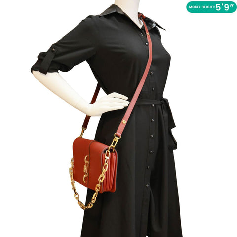 LOUIS VUITTON Rendez Vous Terracotta Smooth Leather Shoulder Bag Red