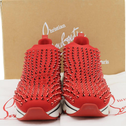 CHRISTIAN LOUBOUTIN Spike Sock Neoprene Sneakers Red