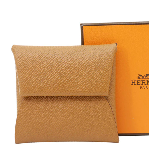 HERMES Bastia Epsom Leather Coin Purse Brown