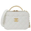 CHANEL Pick Me Up Logo Handle Quilted Caviar Leather Vanity Case White