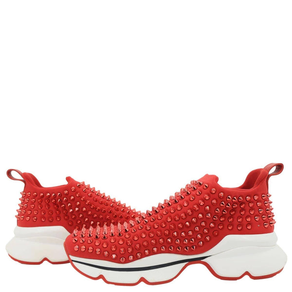 CHRISTIAN LOUBOUTIN Spike Sock Neoprene Sneakers Red