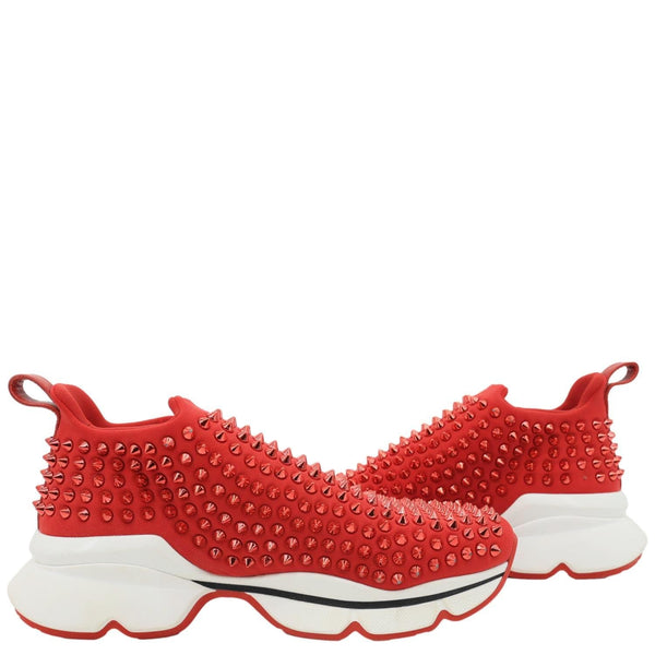 CHRISTIAN LOUBOUTIN Spike Sock Neoprene Sneakers Red