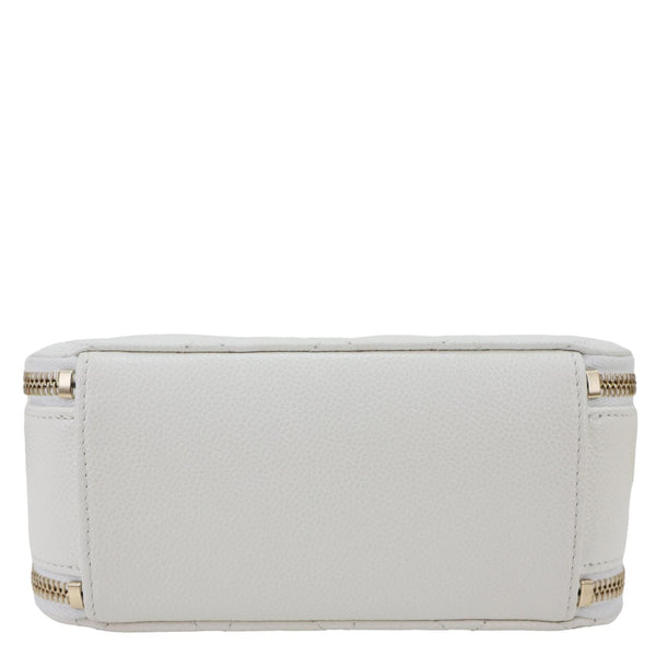 CHANEL Pick Me Up Logo Handle Quilted Caviar Leather Vanity Case White