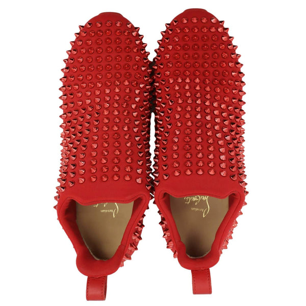 CHRISTIAN LOUBOUTIN Spike Sock Neoprene Sneakers Red
