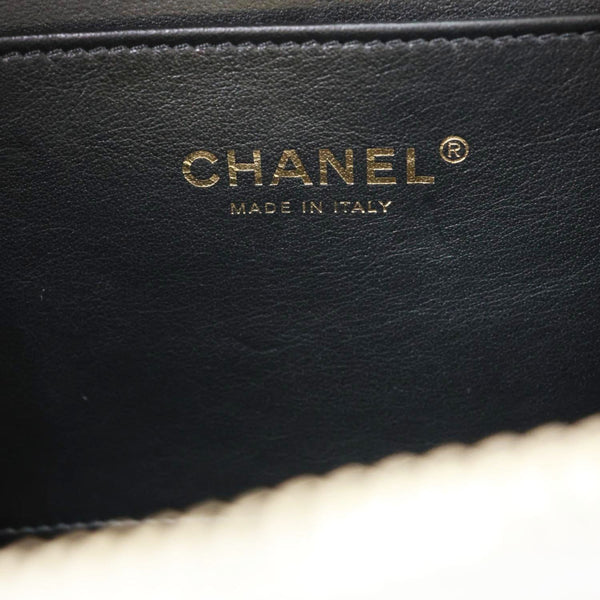 CHANEL Pick Me Up Logo Handle Quilted Caviar Leather Vanity Case White