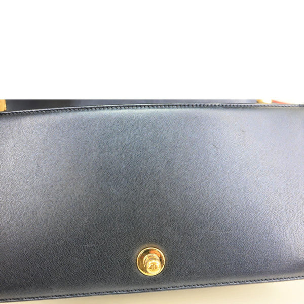 CHANEL Boy Flap Medium Cube Embossed Leather Shoulder Bag Navy Blue