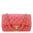 CHANEL Rectangular Flap Mini Quilted Leather Crossbody Bag Red