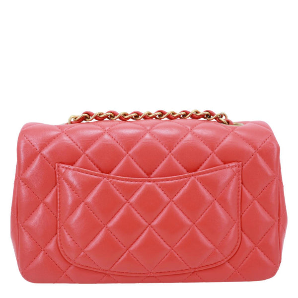 CHANEL Rectangular Flap Mini Quilted Leather Crossbody Bag Red