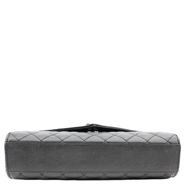 YVES SAINT LAURENT Envelope Medium Mix Matelasse Leather Shoulder Bag Black