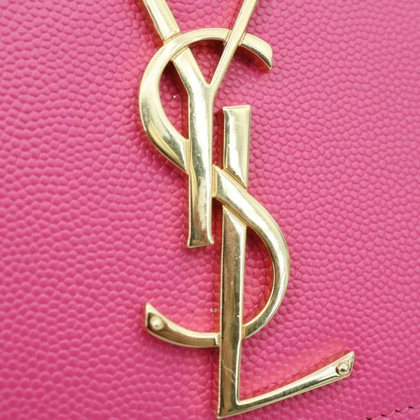 YVES SAINT LAURENT Kate Small Pebbled Leather Chain Crossbody Bag Pink