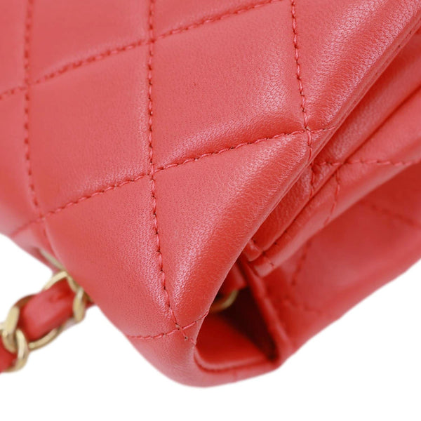 CHANEL Rectangular Flap Mini Quilted Leather Crossbody Bag Red