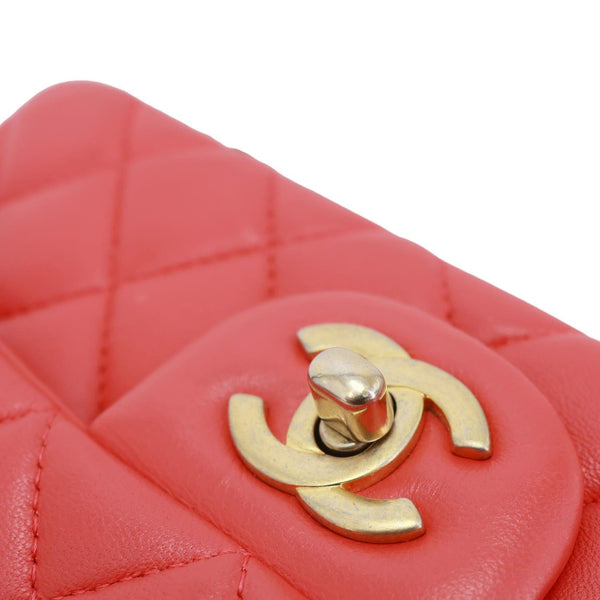 CHANEL Rectangular Flap Mini Quilted Leather Crossbody Bag Red