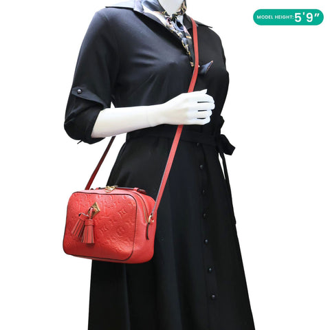 LOUIS VUITTON Saintonge Monogram Empreinte Leather Crossbody Bag Red