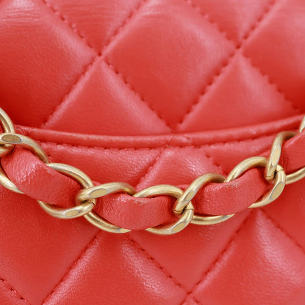 CHANEL Rectangular Flap Mini Quilted Leather Crossbody Bag Red