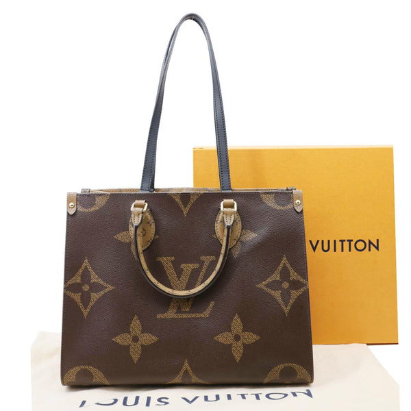 LOUIS VUITTON Onthego MM Giant Monogram Reverse Canvas Tote Bag Brown