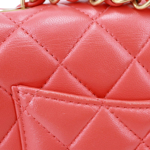 CHANEL Rectangular Flap Mini Quilted Leather Crossbody Bag Red