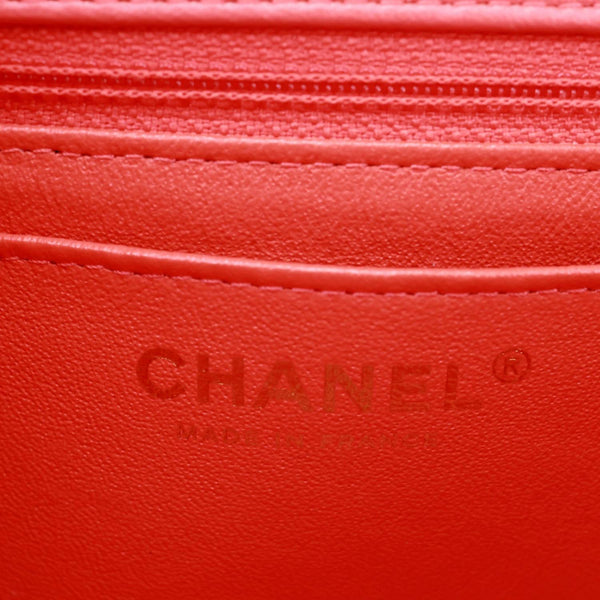 CHANEL Rectangular Flap Mini Quilted Leather Crossbody Bag Red