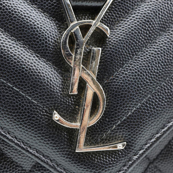 YVES SAINT LAURENT Envelope Medium Mix Matelasse Leather Shoulder Bag Black