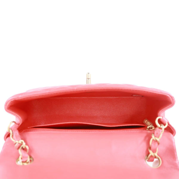 CHANEL Rectangular Flap Mini Quilted Leather Crossbody Bag Red