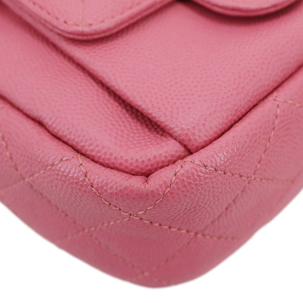 CHANEL Day Camera Case Quilted Caviar Leather Chain Shoulder Bag Pink