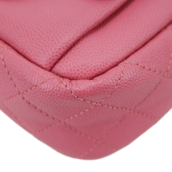 CHANEL Day Camera Case Quilted Caviar Leather Chain Shoulder Bag Pink