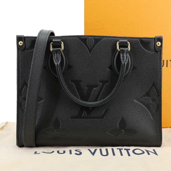 LOUIS VUITTON Onthego PM Giant Monogram Empreinte Leather Shoulder Bag Black