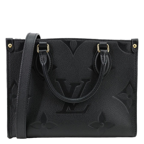 LOUIS VUITTON Onthego PM Giant Monogram Empreinte Leather Shoulder Bag Black