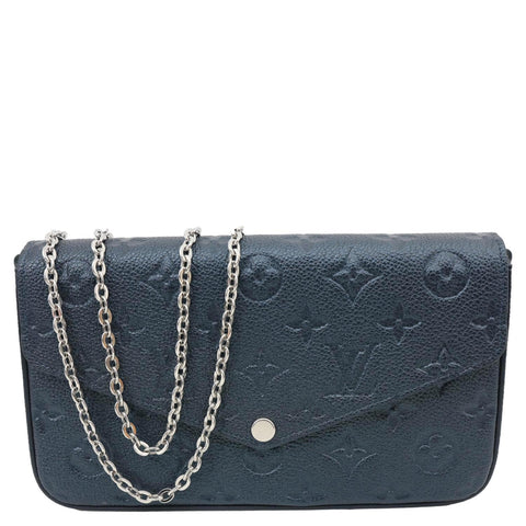 LOUIS VUITTON Felicie Pochette Empreinte Leather Crossbody Bag Shimmery Ink