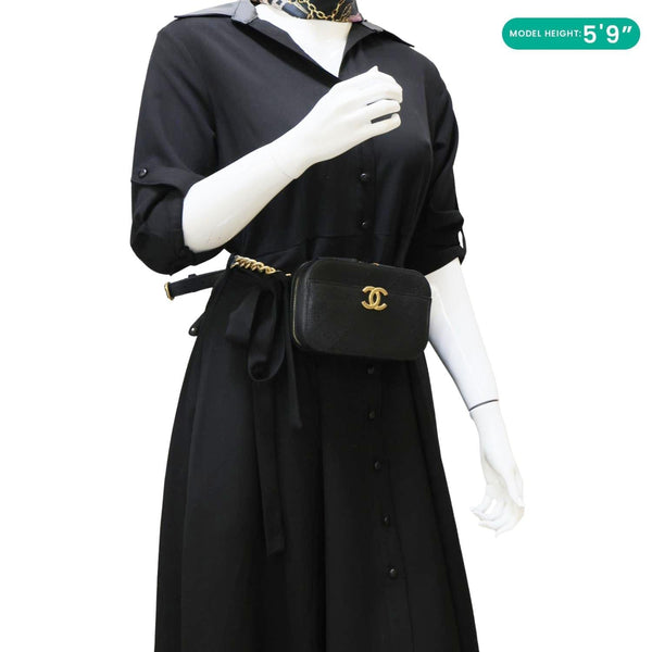 CHANEL Chic Affinity Stitched Caviar Leather Waist Bag Black