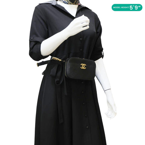 CHANEL Chic Affinity Stitched Caviar Leather Waist Bag Black