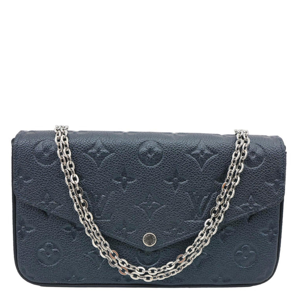 LOUIS VUITTON Felicie Pochette Empreinte Leather Crossbody Bag Shimmery Ink