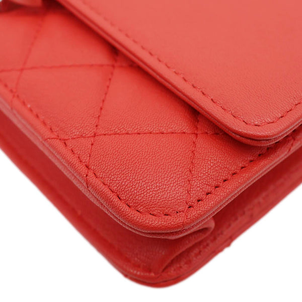 CHANEL Urban Companion Grained Calfskin Leather WOC Crossbody Bag Red