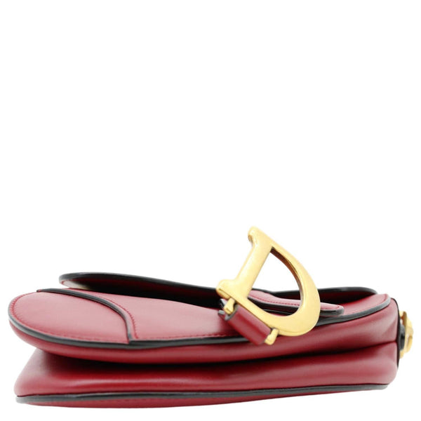 CHRISTIAN DIOR Saddle Smooth Leather Shoulder Bag Maroon