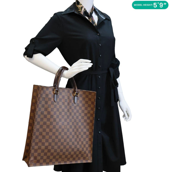 LOUIS VUITTON Sac Plat MM Damier Ebene Tote Bag Brown