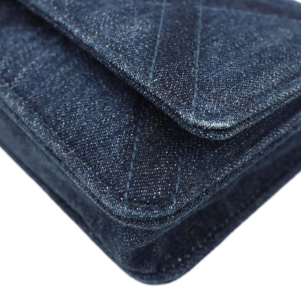 CHANEL 19 Flap Denim Wallet On Chain Shoulder Bag Blue
