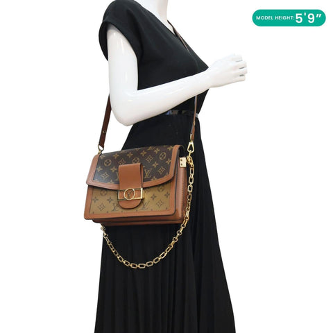 LOUIS VUITTON Dauphine MM Monogram Reverse Canvas Shoulder Bag Brown