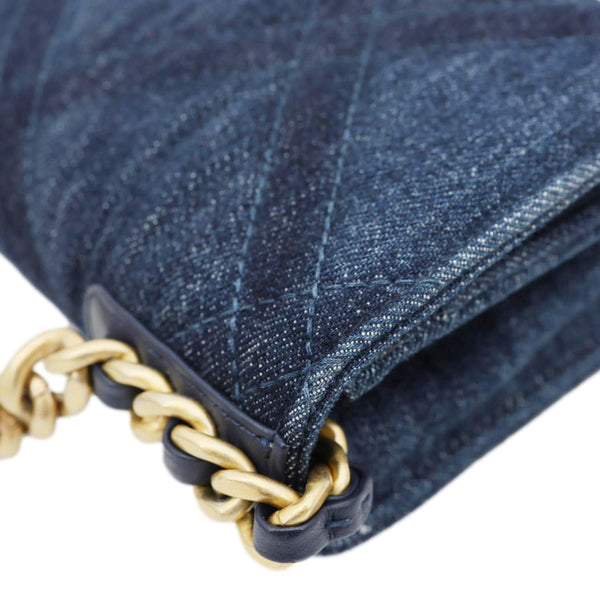 CHANEL 19 Flap Denim Wallet On Chain Shoulder Bag Blue