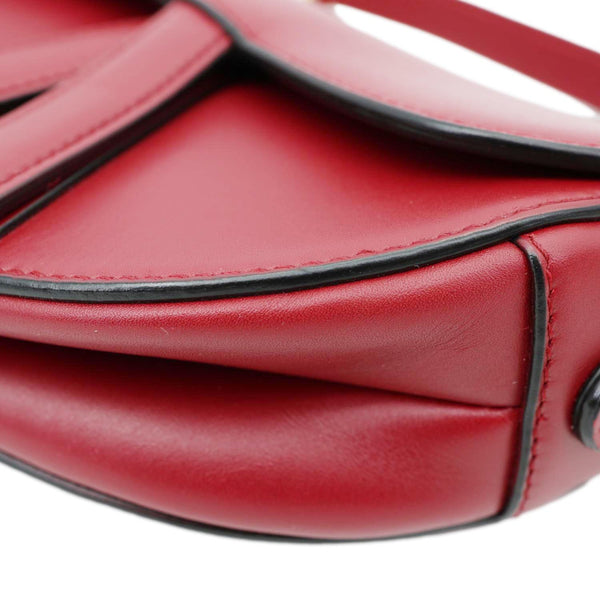 CHRISTIAN DIOR Saddle Smooth Leather Shoulder Bag Maroon