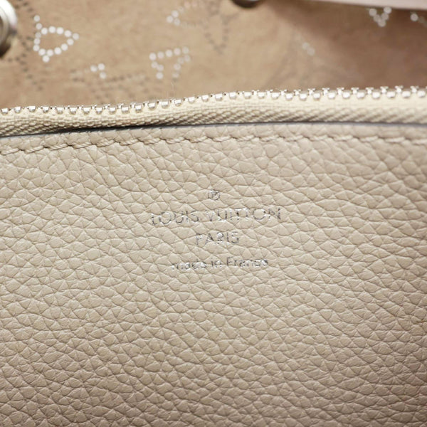 LOUIS VUITTON Muria Mahina Perforated Leather Shoulder Bucket Bag Creme Beige