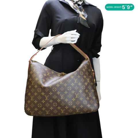 LOUIS VUITTON Slouchy MM Monogram Canvas Hobo Bag Brown