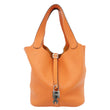 HERMES Picotin Lock 22 MM Taurillon Clemence Leather Hobo Bag Orange