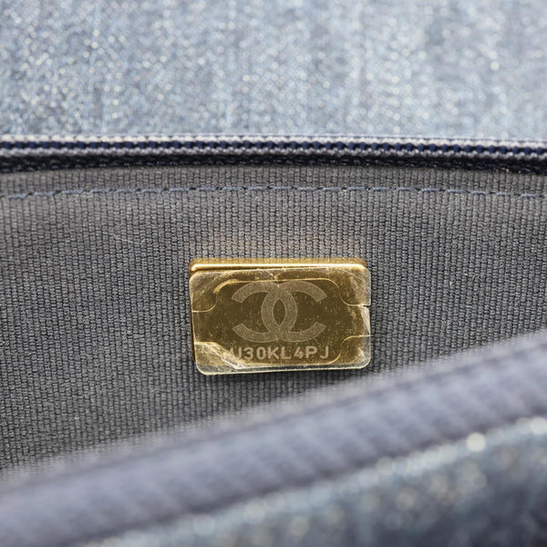 CHANEL 19 Flap Denim Wallet On Chain Shoulder Bag Blue