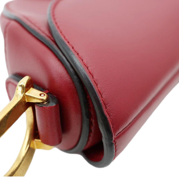 CHRISTIAN DIOR Saddle Smooth Leather Shoulder Bag Maroon