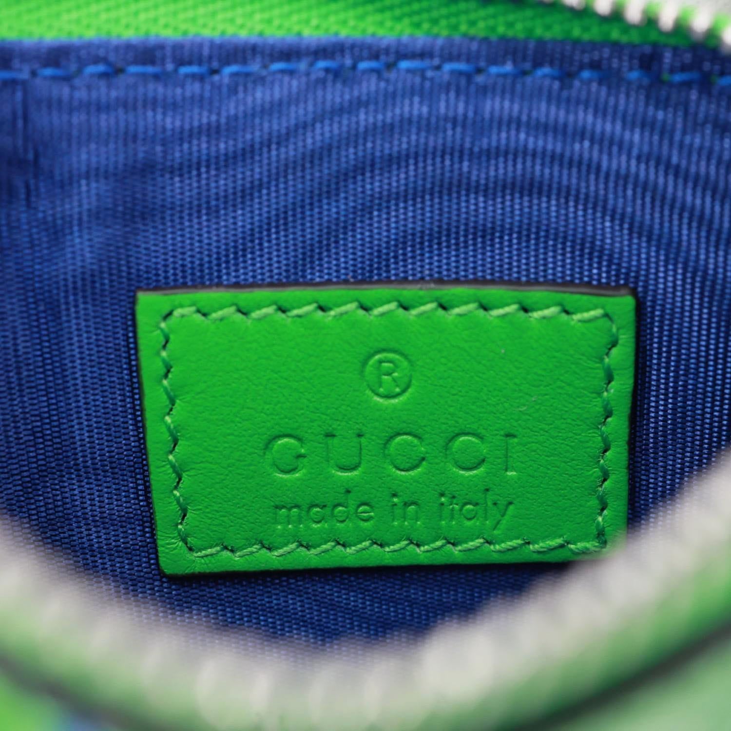 GUCCI GG Embossed Leather Zip Card Case Green 725550