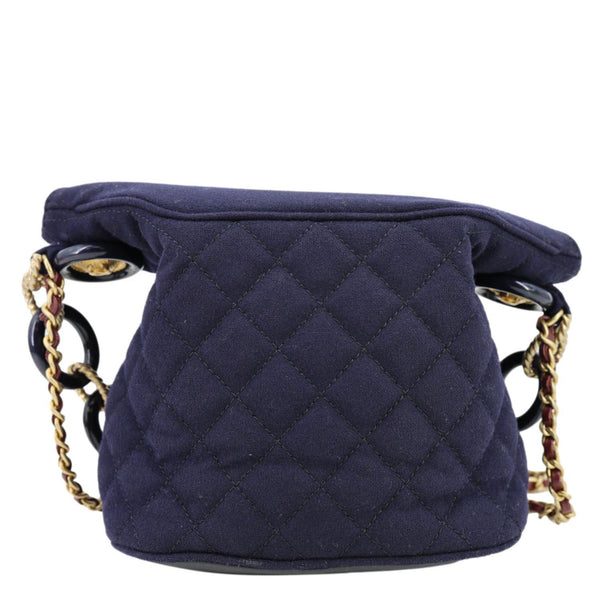 CHANEL Paris Hamburg Charms Quilted Wool Bucket Bag Dark Navy