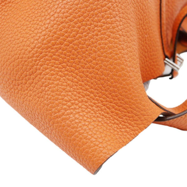 HERMES Picotin Lock 22 MM Taurillon Clemence Leather Hobo Bag Orange