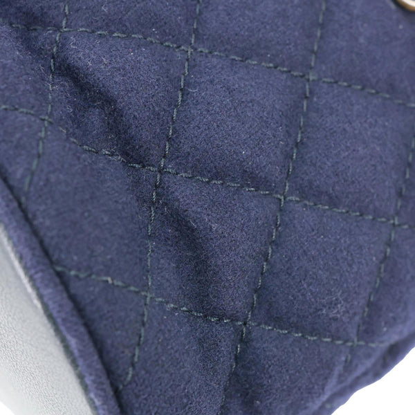 CHANEL Paris Hamburg Charms Quilted Wool Bucket Bag Dark Navy