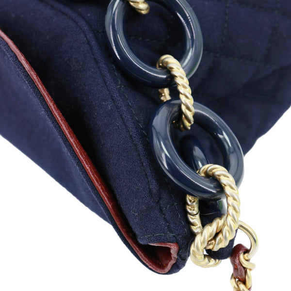 CHANEL Paris Hamburg Charms Quilted Wool Bucket Bag Dark Navy