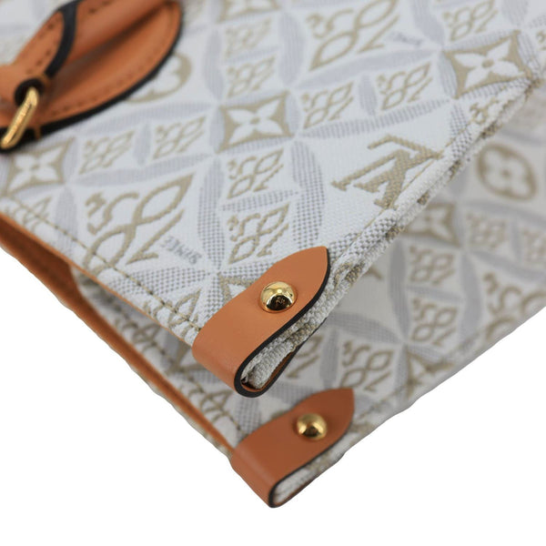 LOUIS VUITTON Since 1854 Onthego MM Jacquard Shoulder Bag Off White